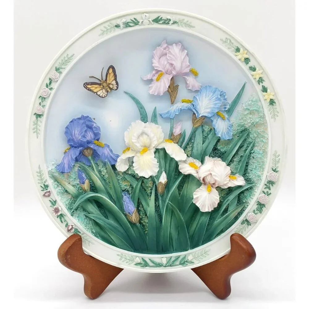 Lena Liu's 3D Plate The Iris Garden Bradford Exchange Limited Edition Wall Decor
